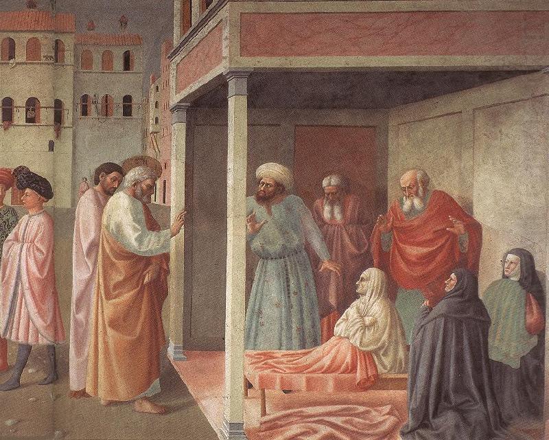MASOLINO da Panicale Healing of the Cripple and Raising of Tabatha china oil painting image